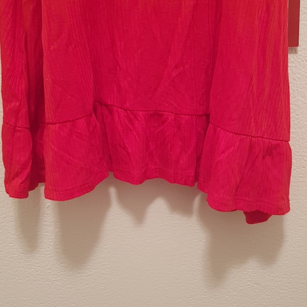 NWT Mossimo Ribbed Red Ruffle Hem Tank Top - Picture 4 of 5